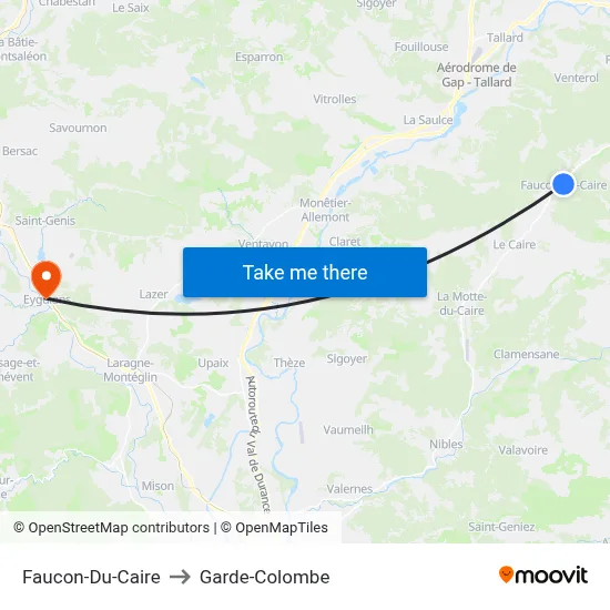 Faucon-Du-Caire to Garde-Colombe map