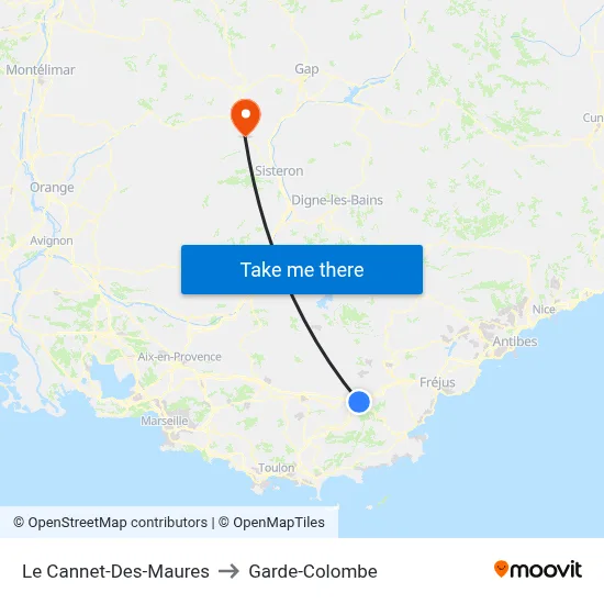 Le Cannet-Des-Maures to Garde-Colombe map
