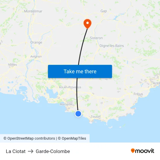 La Ciotat to Garde-Colombe map