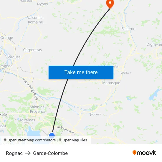 Rognac to Garde-Colombe map