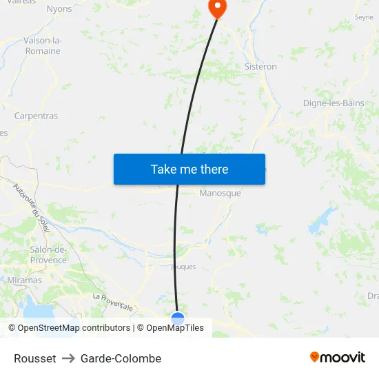 Rousset to Garde-Colombe map