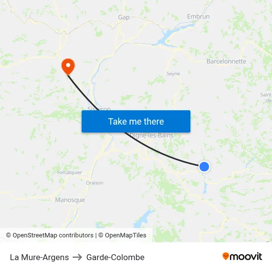 La Mure-Argens to Garde-Colombe map