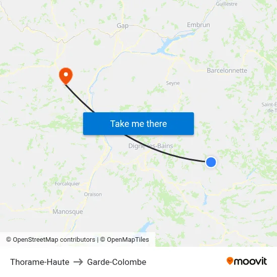 Thorame-Haute to Garde-Colombe map