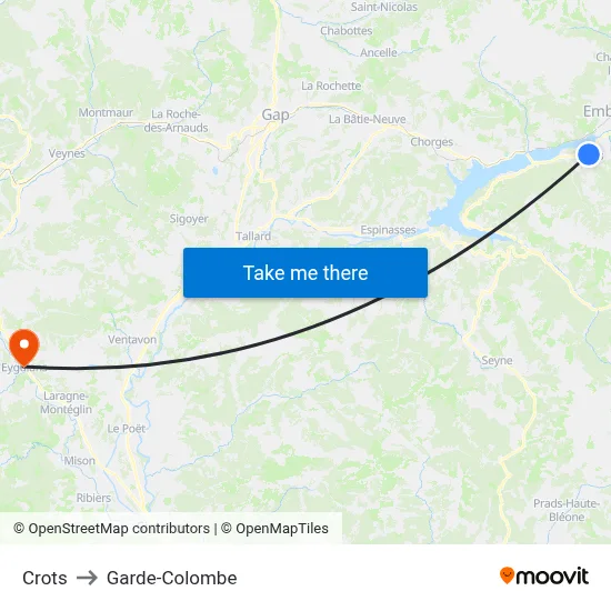 Crots to Garde-Colombe map
