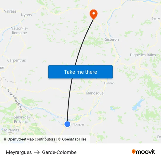 Meyrargues to Garde-Colombe map