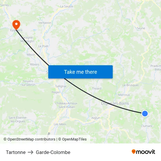 Tartonne to Garde-Colombe map