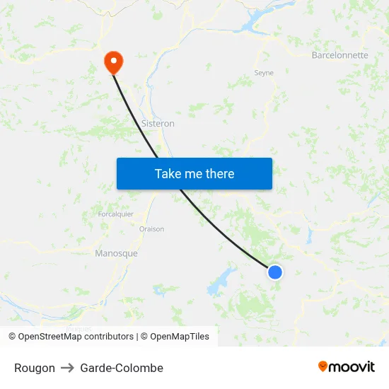 Rougon to Garde-Colombe map