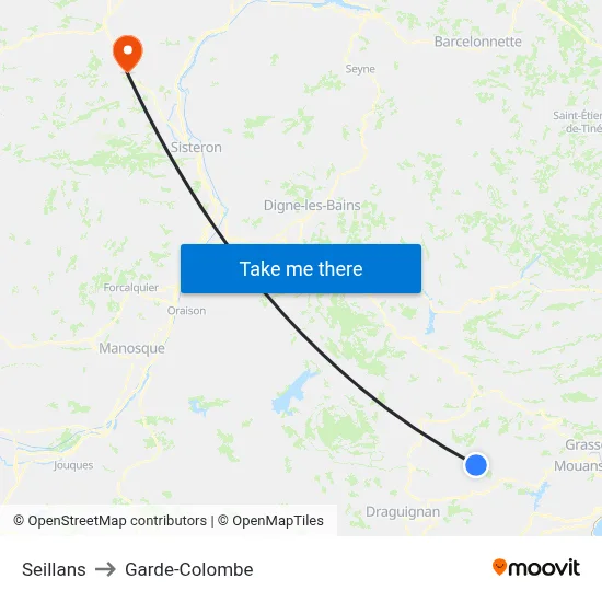 Seillans to Garde-Colombe map