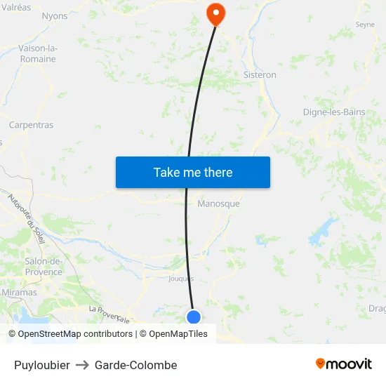 Puyloubier to Garde-Colombe map
