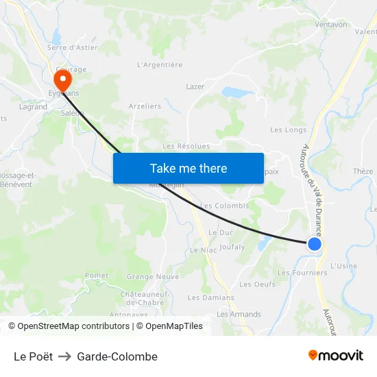 Le Poët to Garde-Colombe map