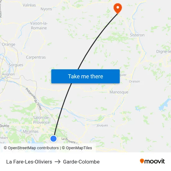 La Fare-Les-Oliviers to Garde-Colombe map