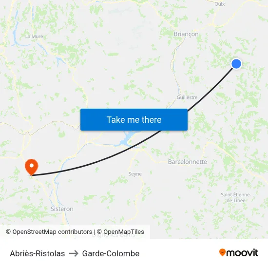Abriès-Ristolas to Garde-Colombe map