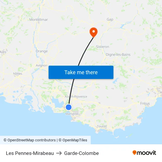 Les Pennes-Mirabeau to Garde-Colombe map
