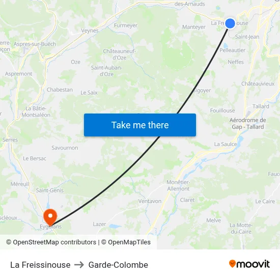 La Freissinouse to Garde-Colombe map