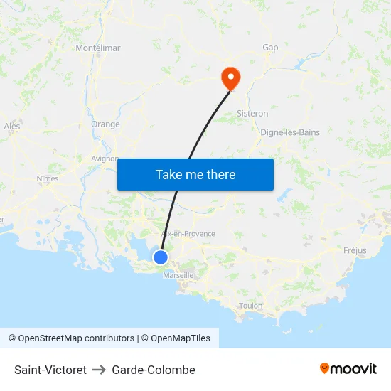 Saint-Victoret to Garde-Colombe map