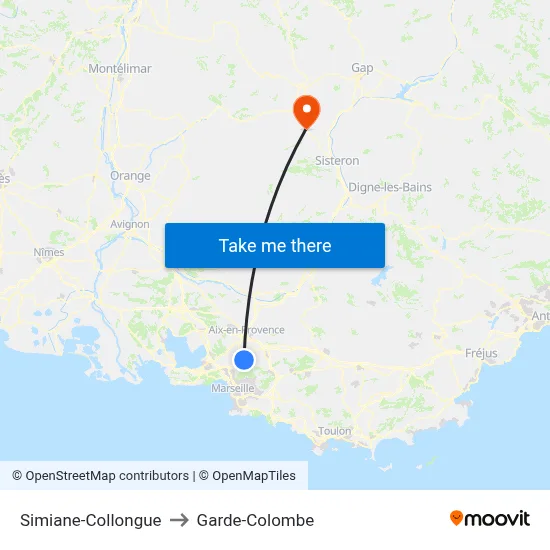 Simiane-Collongue to Garde-Colombe map