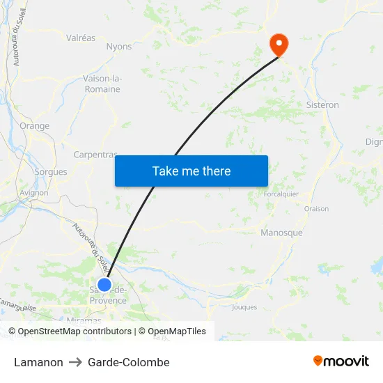 Lamanon to Garde-Colombe map