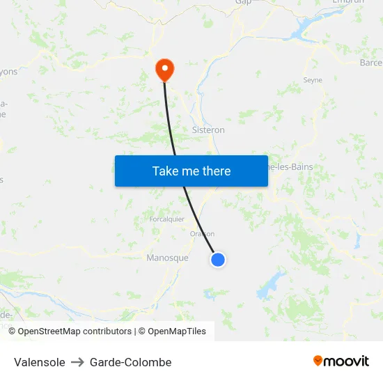 Valensole to Garde-Colombe map