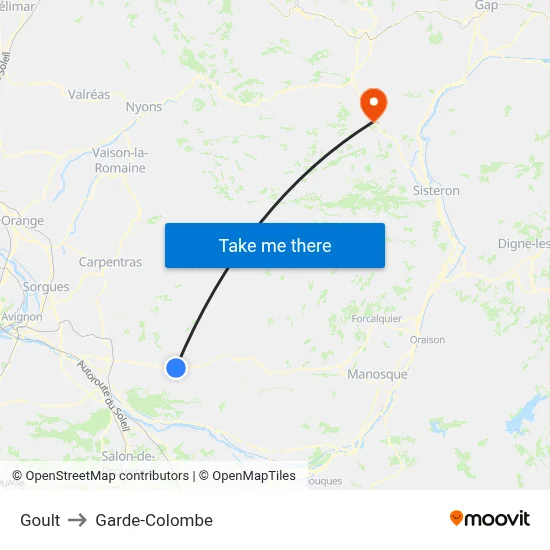 Goult to Garde-Colombe map