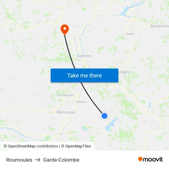 Roumoules to Garde-Colombe map