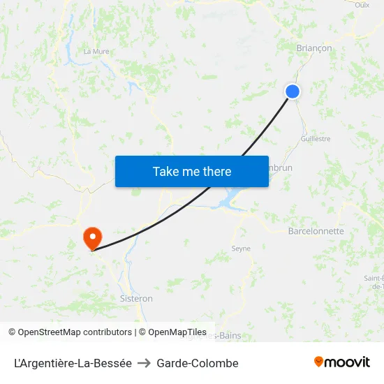 L'Argentière-La-Bessée to Garde-Colombe map