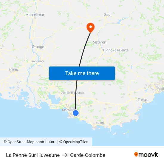 La Penne-Sur-Huveaune to Garde-Colombe map
