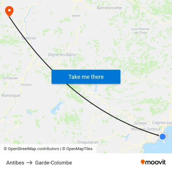 Antibes to Garde-Colombe map