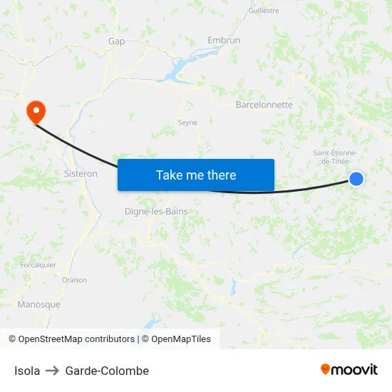 Isola to Garde-Colombe map