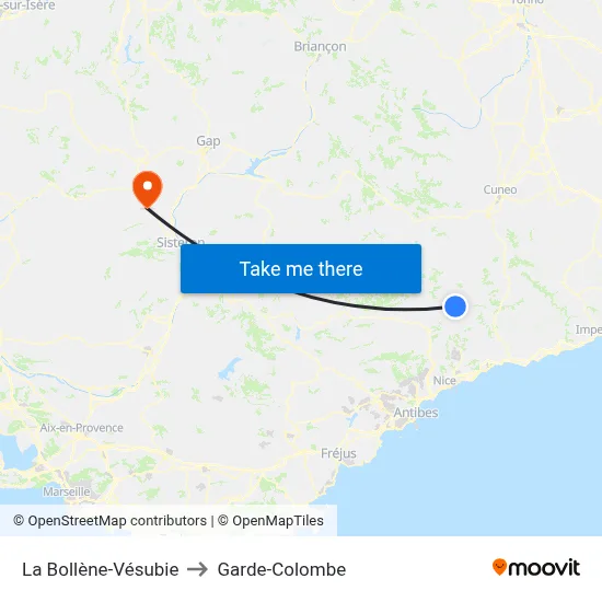 La Bollène-Vésubie to Garde-Colombe map