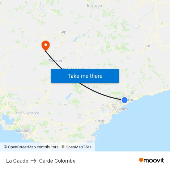 La Gaude to Garde-Colombe map