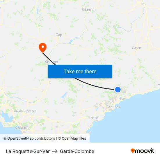 La Roquette-Sur-Var to Garde-Colombe map