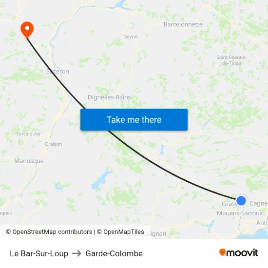 Le Bar-Sur-Loup to Garde-Colombe map
