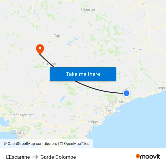 L'Escarène to Garde-Colombe map