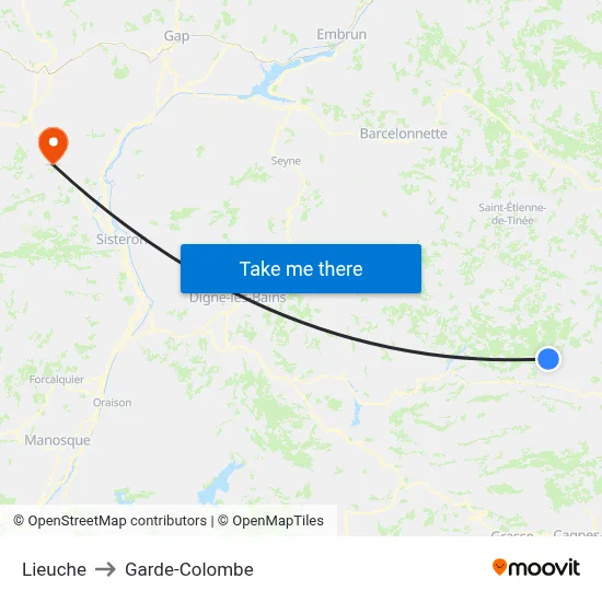 Lieuche to Garde-Colombe map