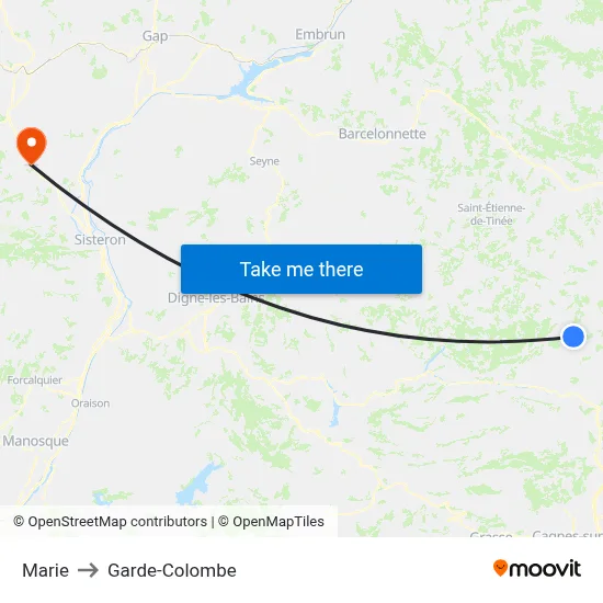Marie to Garde-Colombe map