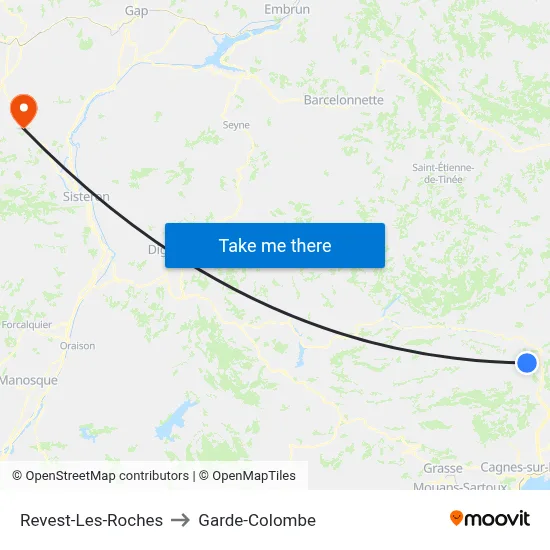 Revest-Les-Roches to Garde-Colombe map