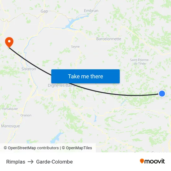 Rimplas to Garde-Colombe map