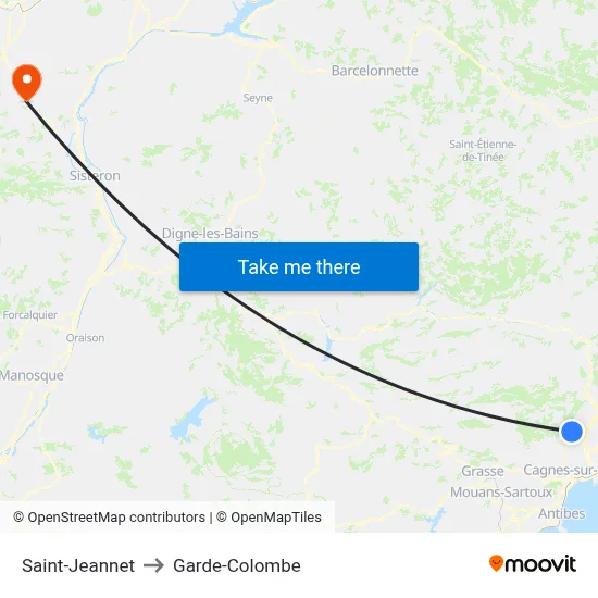 Saint-Jeannet to Garde-Colombe map