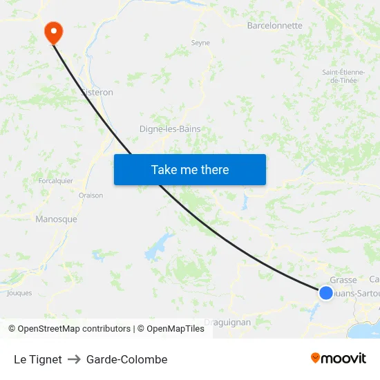 Le Tignet to Garde-Colombe map
