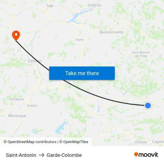 Saint-Antonin to Garde-Colombe map