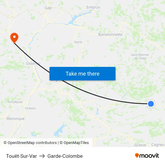 Touët-Sur-Var to Garde-Colombe map