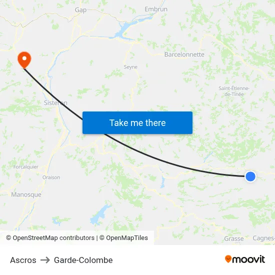 Ascros to Garde-Colombe map