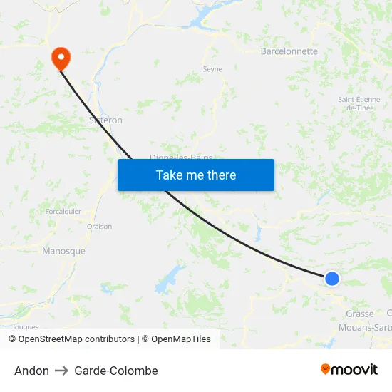 Andon to Garde-Colombe map
