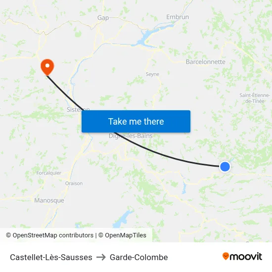 Castellet-Lès-Sausses to Garde-Colombe map