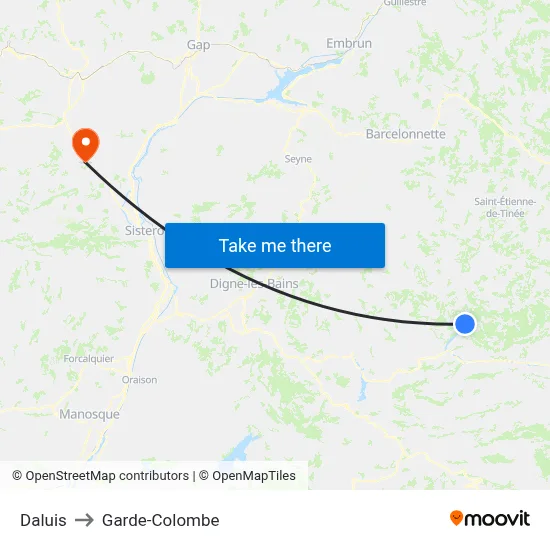 Daluis to Garde-Colombe map
