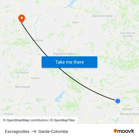 Escragnolles to Garde-Colombe map
