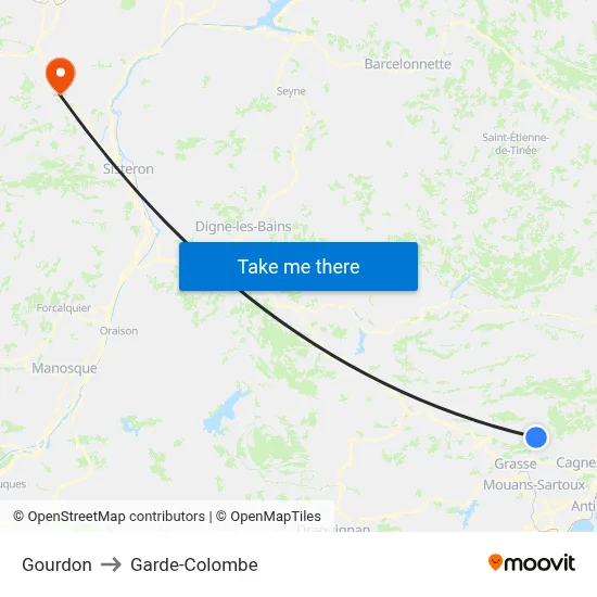 Gourdon to Garde-Colombe map