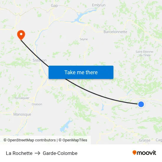 La Rochette to Garde-Colombe map