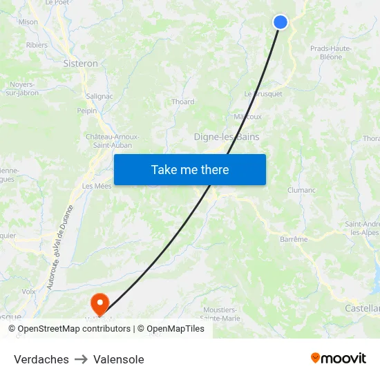 Verdaches to Valensole map