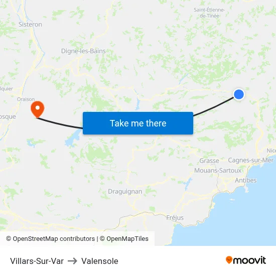 Villars-Sur-Var to Valensole map